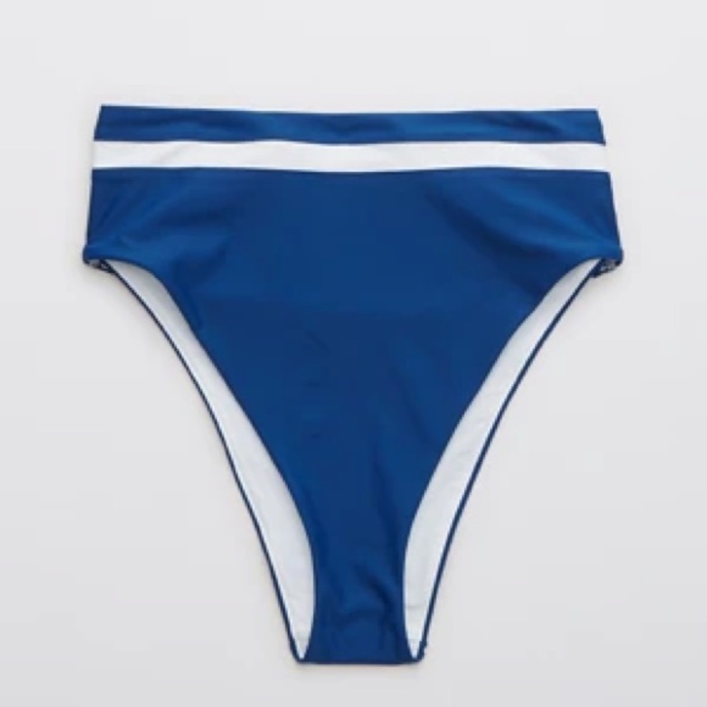 Aerie High Cut Cheeky Bikini Bottoms- jeweled blue